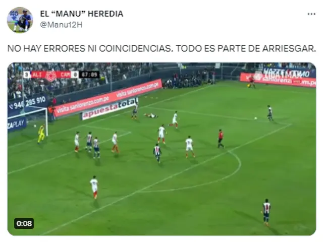 Manuel Heredia mandó mensaje tras blooper en derrota con Alianza Lima.