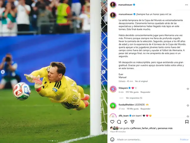 Manuel Neuer se despidió de la selección alemana