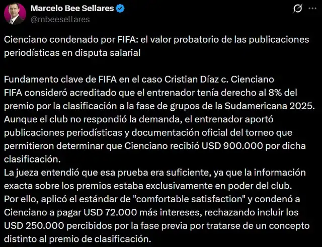 Información sobre Cristian Díaz.