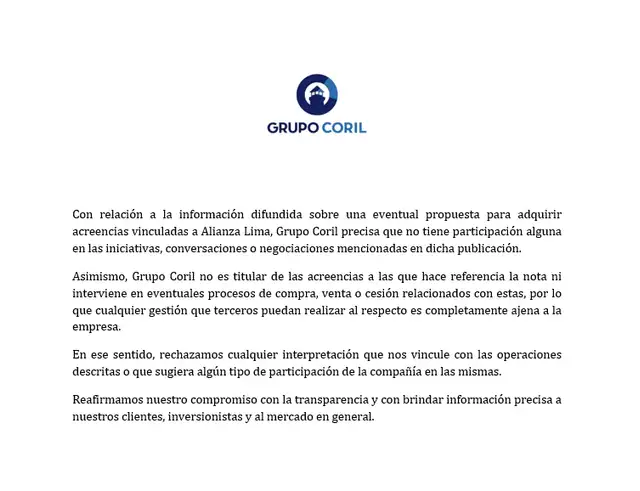 Comunicado de Grupo Coril