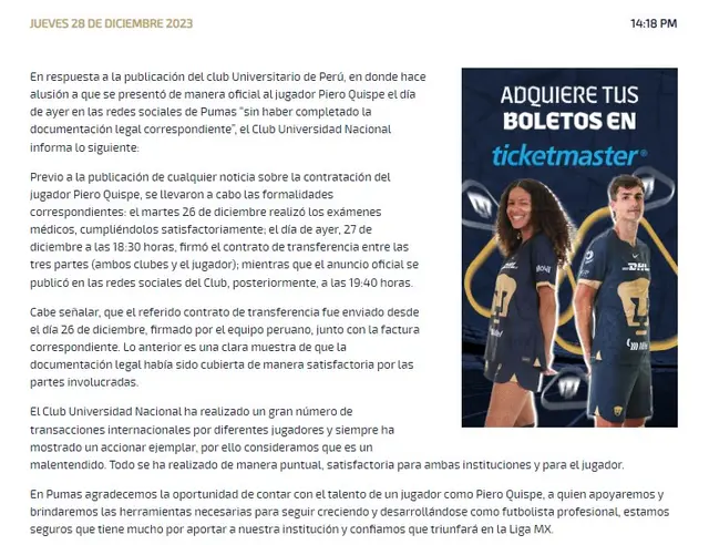 Piero Quispe, Universitario