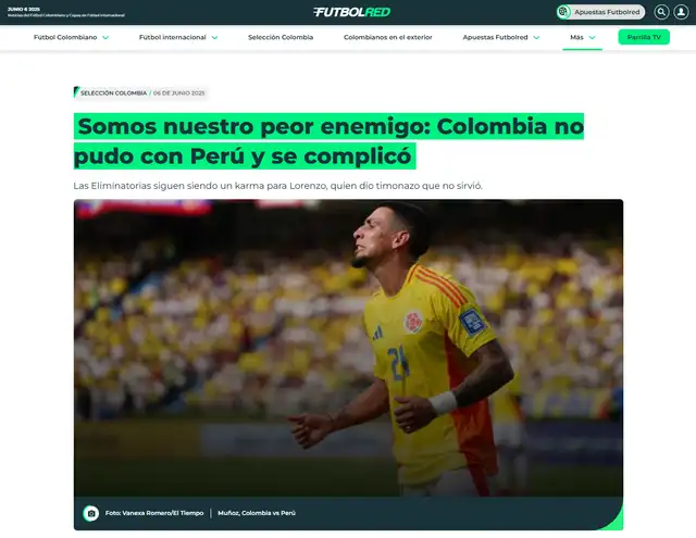 Perú vs Colombia, Eliminatorias 2026