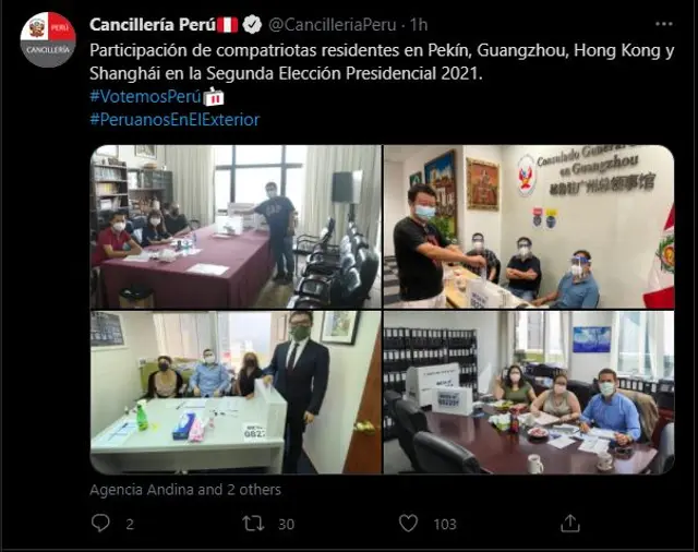 Cancillería informa que peruanos en el extranjero acuden a votar Cancillería informa que peruanos en el extranjero acuden a votar