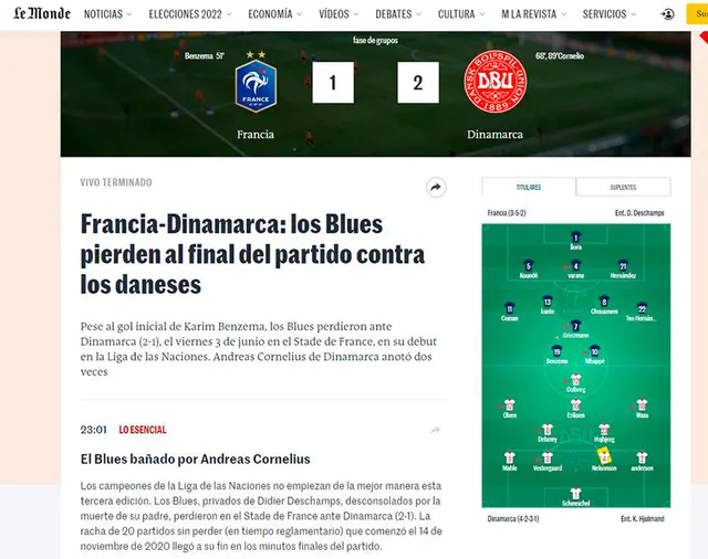 Francia vs Dinamarca