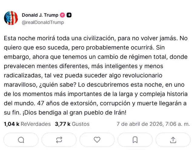 Trump emite fuerte amenaza a Irán.