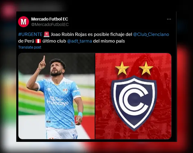 Joao Rojas podría llegar a Cienciano.