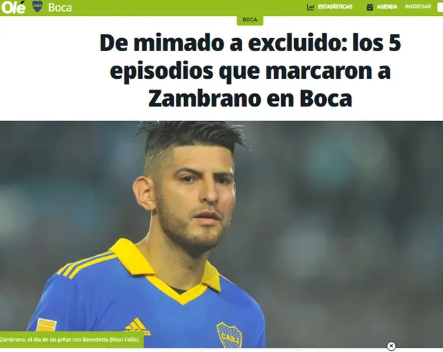  Publicación de Olé sobre Carlos Zambrano.   