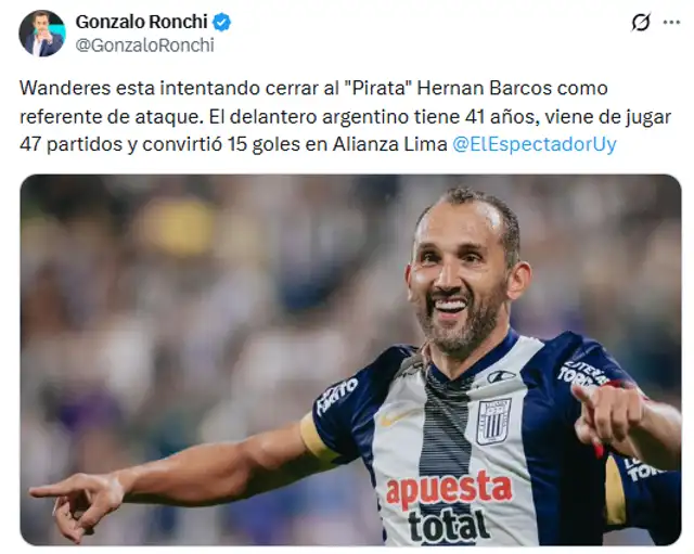 Hernán Barcos tiene una oferta del fútbol de Uuruguay