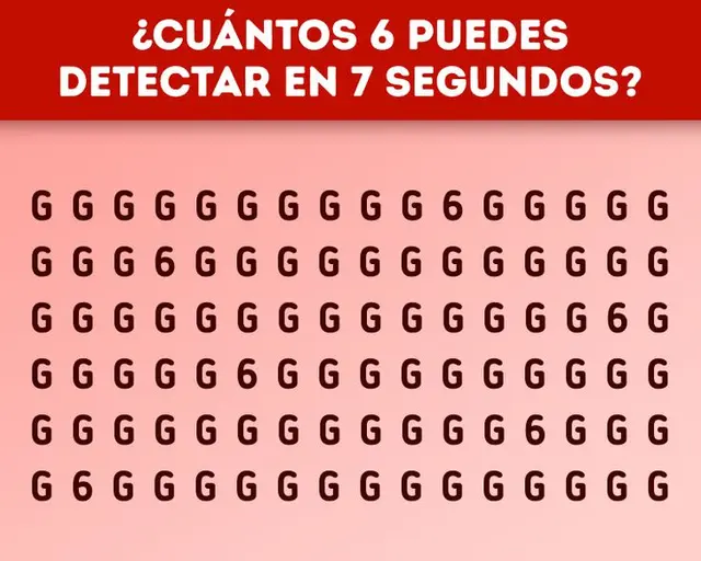 ¿Cuántos '6' ves en la imagen? tienes 10 segundos