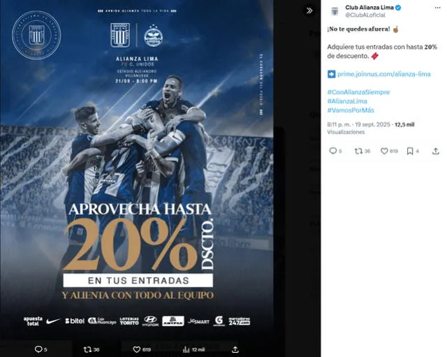 Alianza Lima vs Comerciantes Unidos, Liga 1