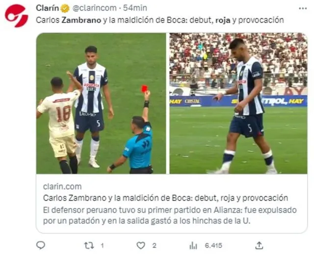 Clarín sobre Carlos Zambrano.