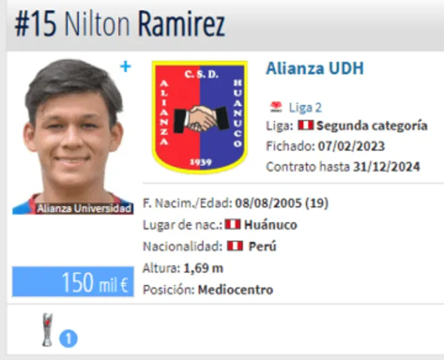 Nilton Ramírez, Alianza UDH.  
