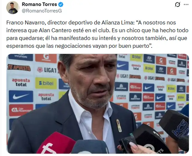 Franco Navarro habló sobre la continuidad de Alan Cantero
