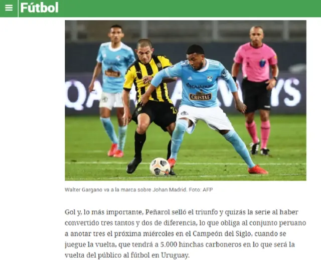 En Uruguay dan por hecho clasificación de Peñarol tras el 3-1 en Lima. En Uruguay dan por hecho clasificación de Peñarol tras el 3-1 en Lima.