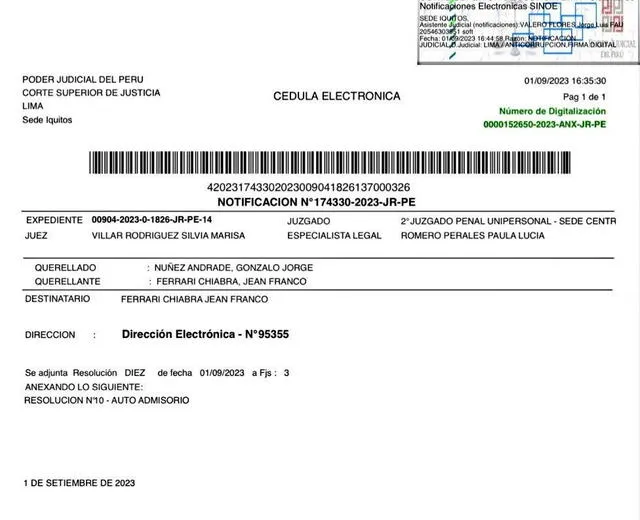 Querella de Jean Ferrari contra Gonzalo Núñez