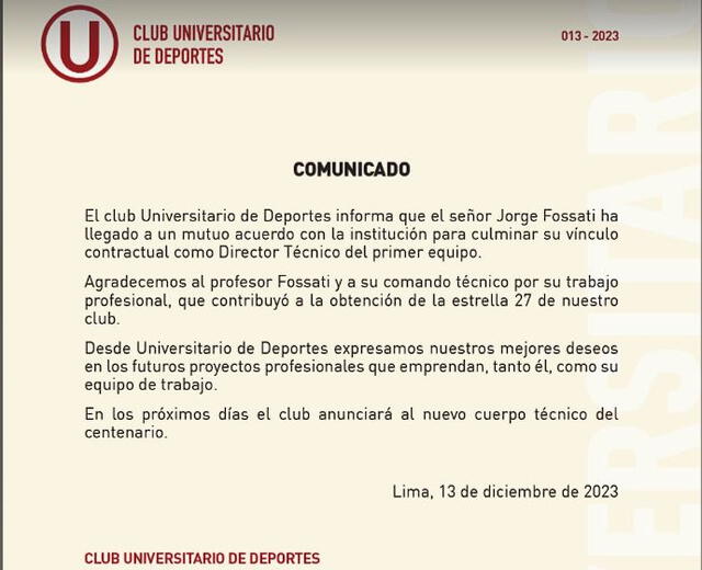 Jorge Fossati, Universitario