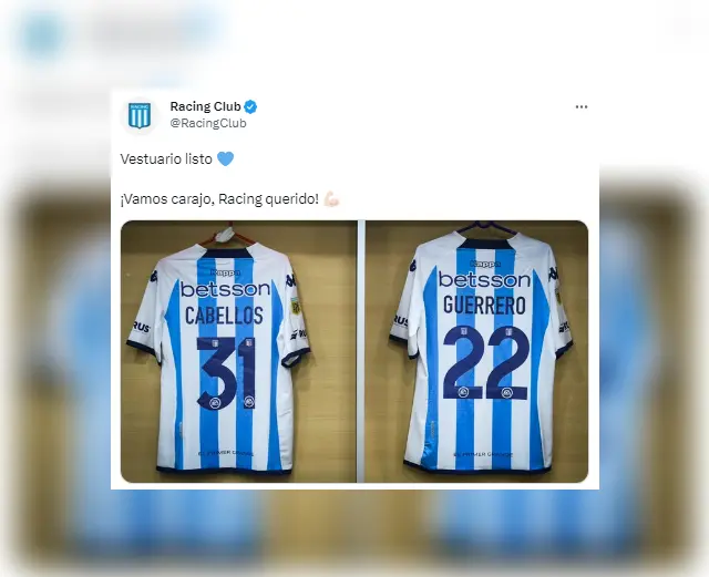 Racing presumió presencia de Paolo Guerrero y Catriel Cabellos.