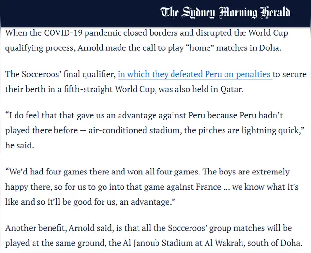 Graham Arnold sobre Perú.
