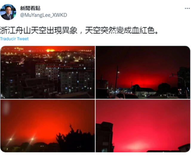 cielo rojo china redes sociales