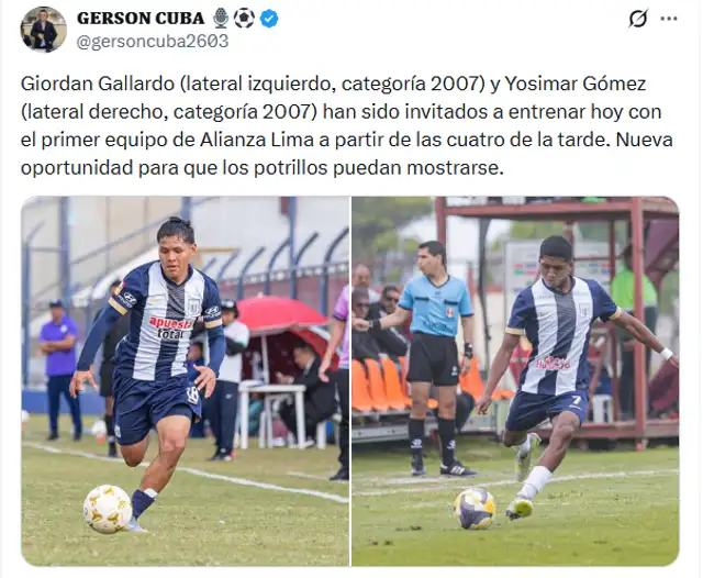  Alianza Lima suma a dos canteranos para el primer equipo | Gerson Cuba   