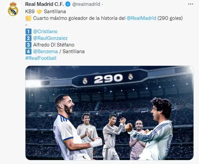Benzema es cuarto máximo goleador de la historia del Real Madrid