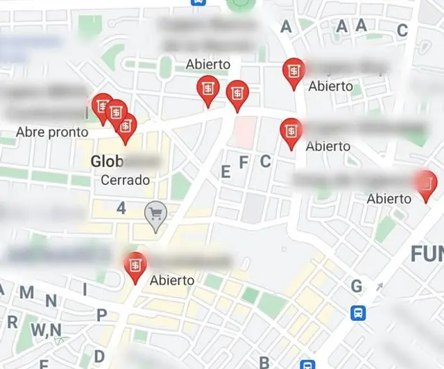 cajeros automáticos, Google Maps  