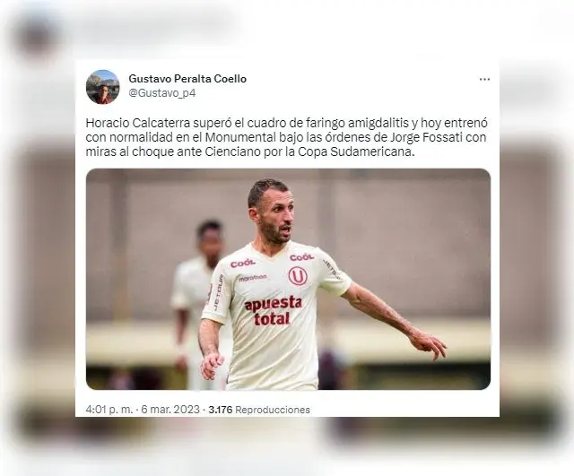 Universitario recuperó a Calcaterra.