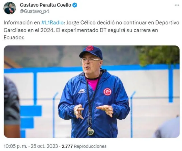 Jorge Célico renunció como DT de Deportivo Garcilaso Jorge Célico renunció como DT de Deportivo Garcilaso