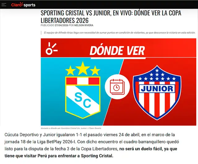 Sporting Cristal vs Junior