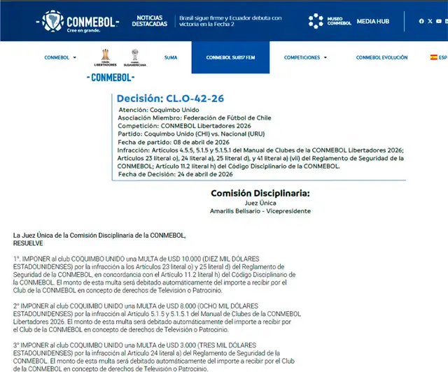 Conmebol, Coquimbo Unido