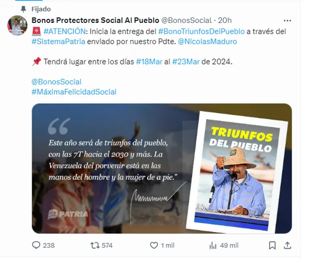 Bono Triunfos del pueblo
