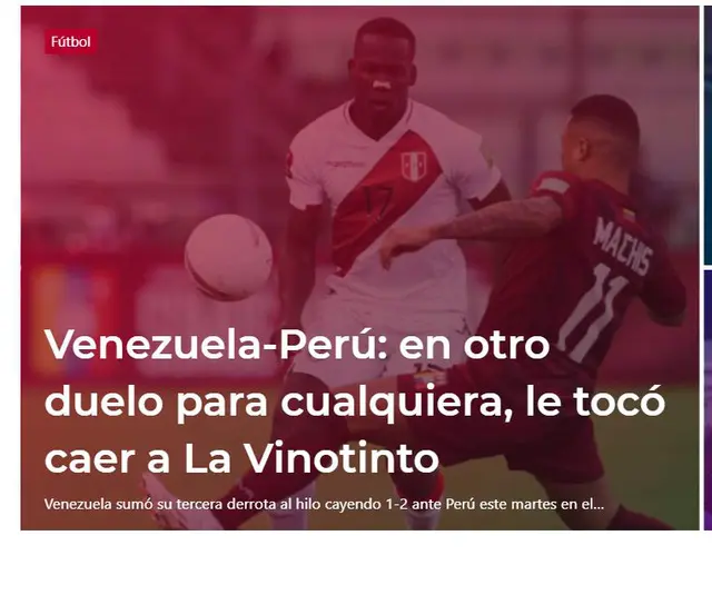Portada de "Sports de Venezuela" tras derrota de la 'Vinotinto'. Portada de "Sports de Venezuela" tras derrota de la 'Vinotinto'.