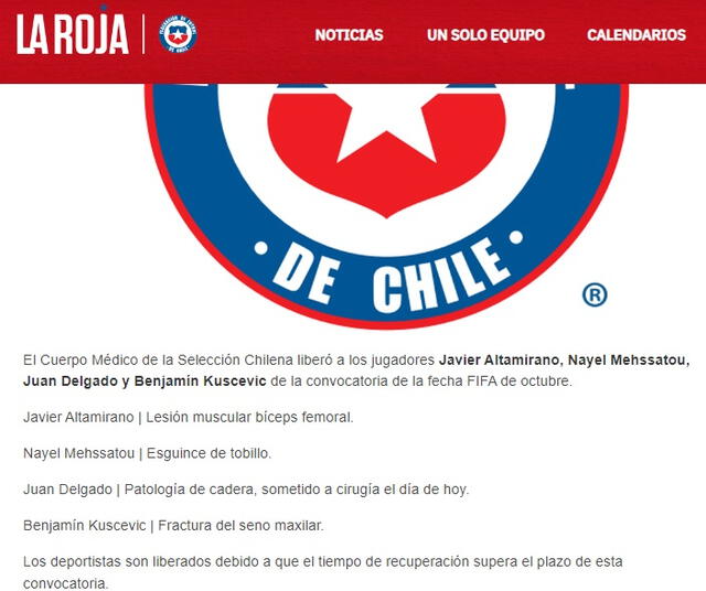 Cuatro jugadores fueron desafectados en Chile