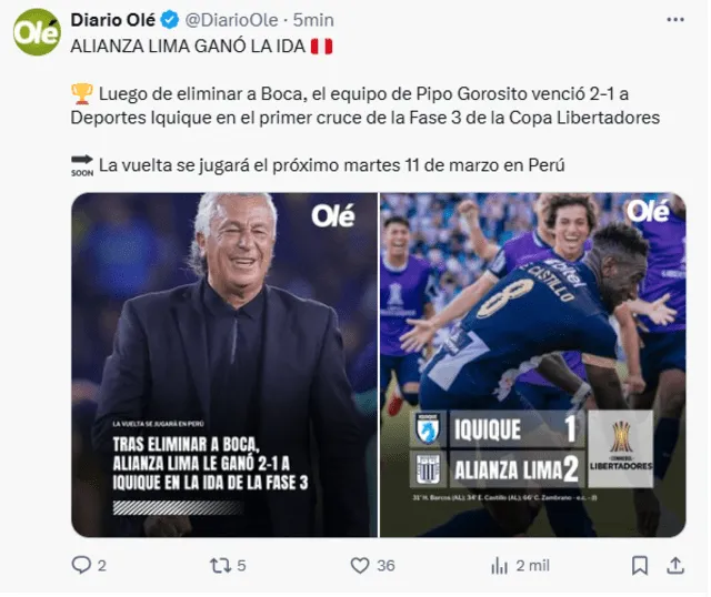 Alianza Lima vs Deportes Iquique, Copa Libertadores