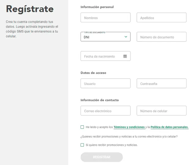 La Tinka registrar cuenta