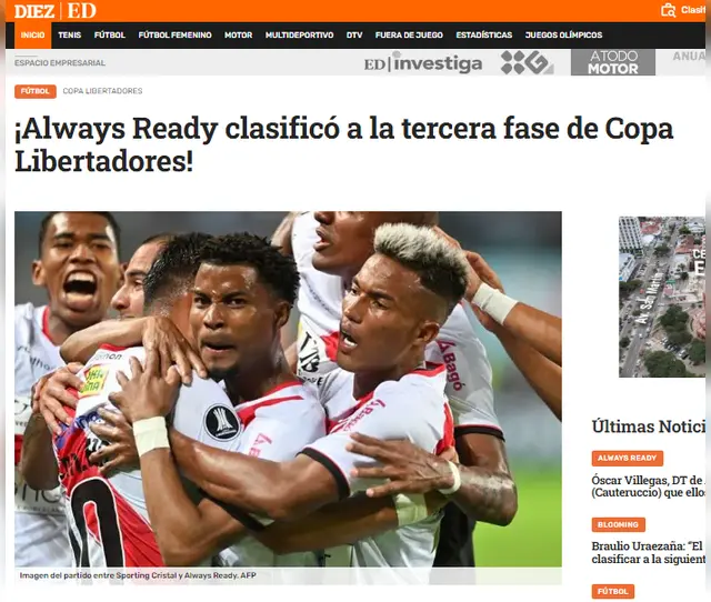 Así informó el Diez de Bolivia el pase de Always Ready. 