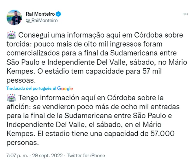 Copa Sudamericana: informes de Rai Montero