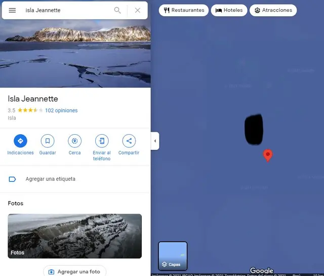 Isla Jeannette en Google Maps