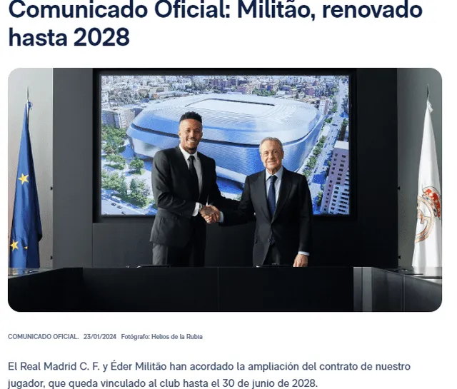 Éder Militao renovó con el Real Madrid hasta el 2028.   