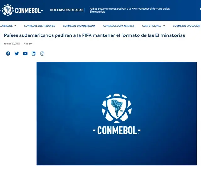 CONMEBOL irá a FIFA por las Eliminatorias.