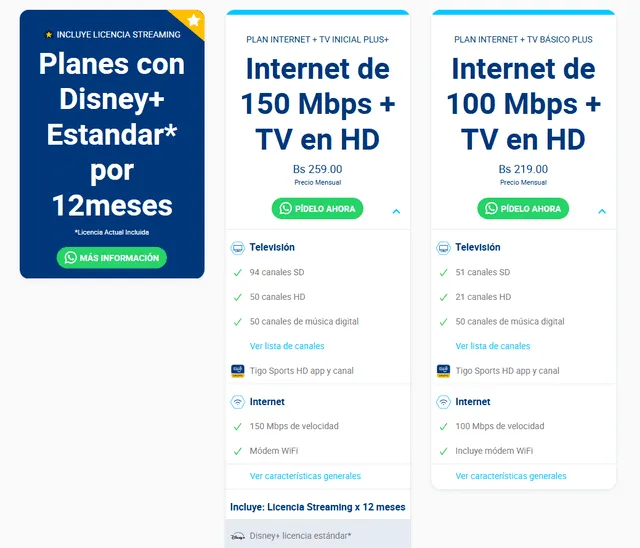 Planes de Tigo Sports Bolivia.   