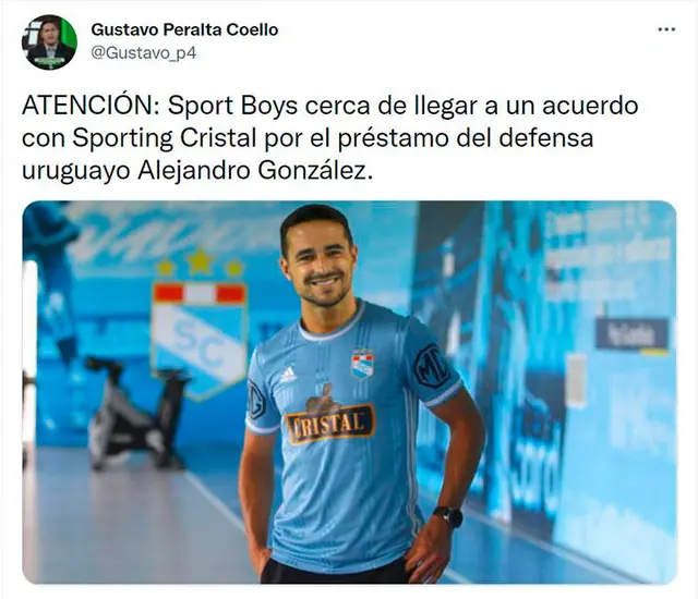 Información del posible préstamo de Alejandro González a Sport Boys.   