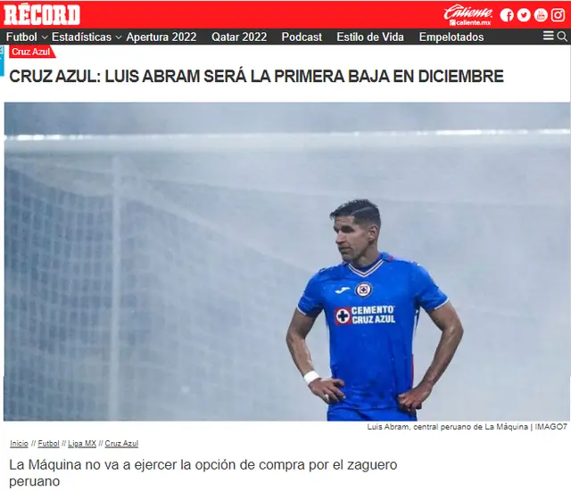 Luis Abram no seguirá en Cruz Azul.