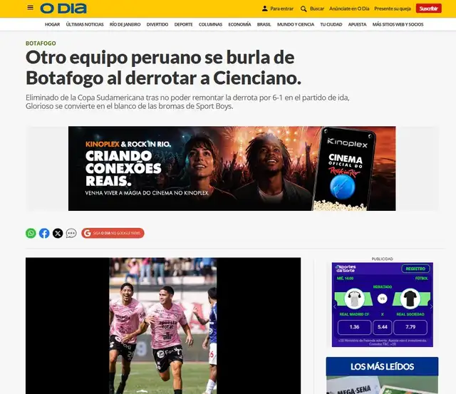 Sport Boys, Cienciano, prensa brasileña