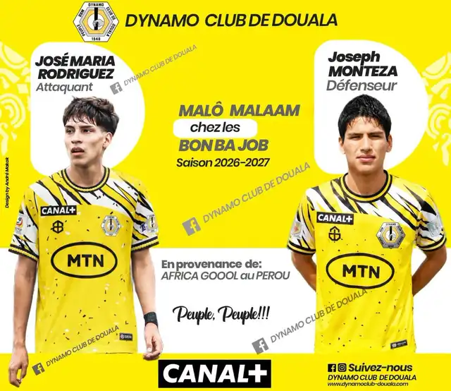 Los peruanos José María Rodríguez y Joseph Monteza ficharon por Dynamo Douala, club de primera división de Camerún Los peruanos José María Rodríguez y Joseph Monteza ficharon por Dynamo Douala, club de primera división de Camerún