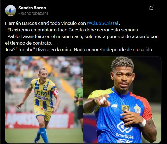 Hernán Barcos será nuevo jugador Cristal