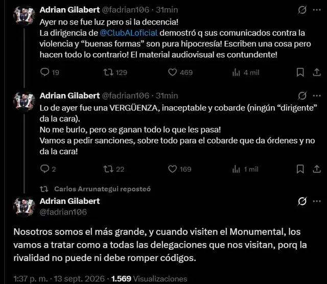 Adrián Gilabert, asesor legal de Universitario, lanzó denuncia y anunció que pedirá sanciones en contra de Alianza Lima Adrián Gilabert, asesor legal de Universitario, lanzó denuncia y anunció que pedirá sanciones en contra de Alianza Lima