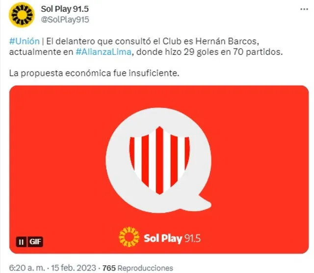 Hernán Barcos fue tentado por Unión.