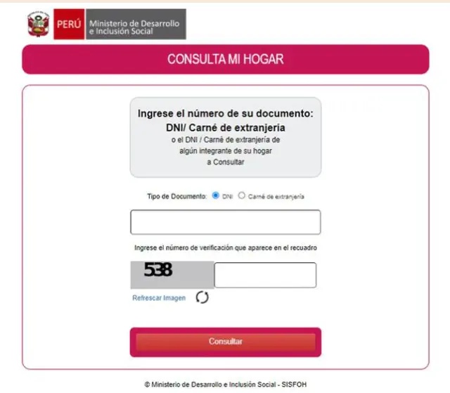 sisfoh consulta con dni
