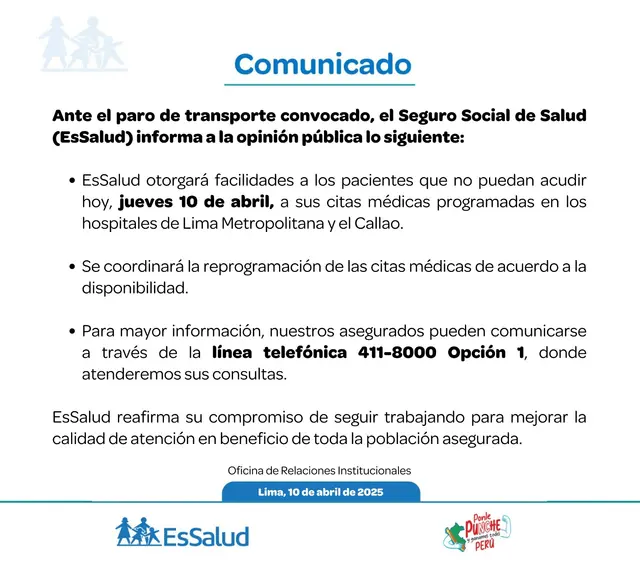 EsSalud paro de transportistas
